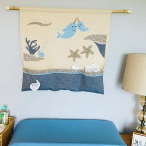 Baby/Kids Wall Art/Storage - Narwhals Theme
